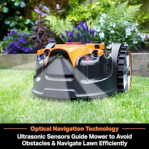 LawnMaster OcuMow™ Perimeter Wire Free Robot Lawn Mower Cuts Small Lawns 1000-2000 Square Feet with Optical Navigation, Obstacle Avoidance, Low Noise and No Go Function