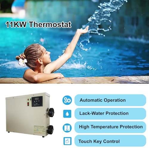 Pool Heater-11KW 220V Upgrade Thermostat Electric Swimming Pool Heater,Digital Touch Display Energy Efficient Pool Water Heater for Spas, Bathtubs and Above Ground in-Ground Pools. (Upgrade 220 11KW)