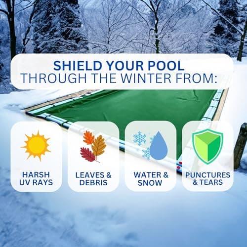 SWIMLINE HYDROTOOLS Supreme Guard Heavy Duty Winter Pool Cover for Inground Swimming Pools | for 20 X 36 FT Rectangle Pools | 25 X 41 FT Cover Size | Green/Black | Water Tube Sleeves | CO122541R