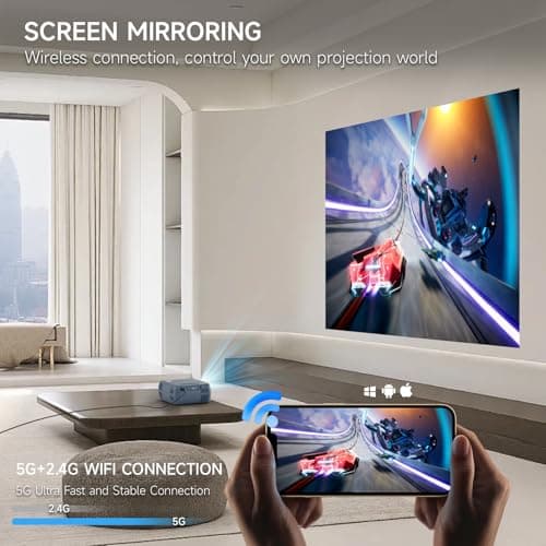Mini Projector, iTJQ Portable Projector 1080P Supported for Indoor Outdoor Movies, Phone Projector Compatible with iOS/ Android, Laptop, TV Stick/ PS5, USB/HDMI/Type-C