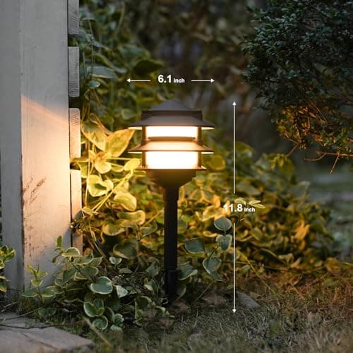 GOODSMANN Landscape Lighting 4PK Pathway Lights Low Voltage 2.2 Watt LED 12V AC Landscape Lights 30 Lumen Warm White with Cable Connectors Metal Stakes 9122-21102-04A