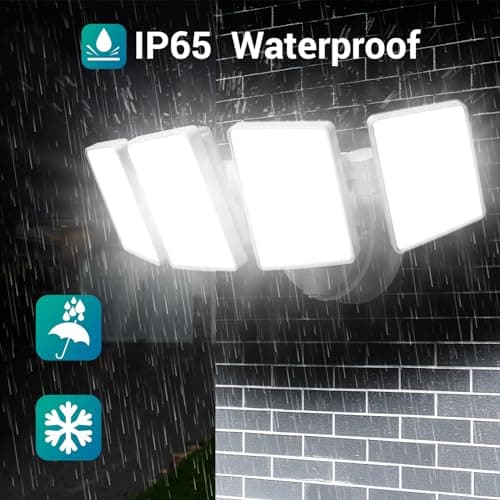 USTELLAR 100W 10000lm Floods Light Outdoor, Switch Controlled LED Security Lights with 4 Adjustable Heads, 5000K Daylight, IP65 Waterproof, Bright Exterior LED Flood Light Hardwired Yard-White