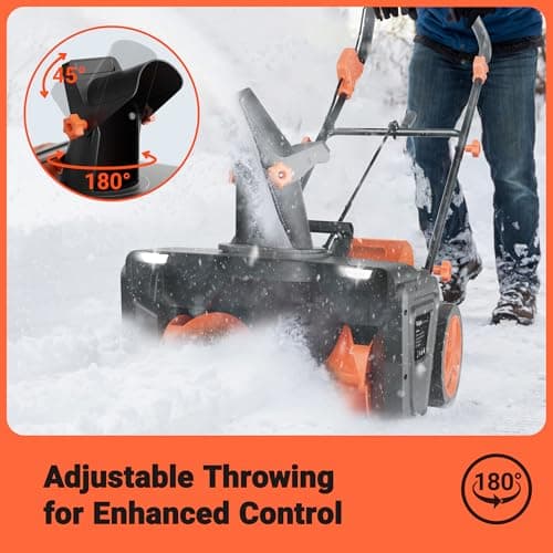 VOLTASK 48V Cordless Snow Blower, 48-Volt | 20-Inch Brushless Electric Snow Blower Cordless, Battery Snow Blower with Directional Plate & LED Lights (2 * 24V Battery & Dual Quick Charger Included)