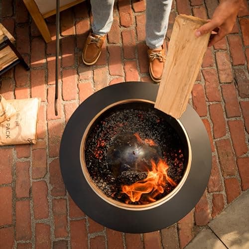 25-Inch Smokeless Patio Fire Pit, Wood Burning with Removable Ash Pan & Weather-Resistant Cover, Modern Black Design – Ideal Outdoor Smokeless Fire Pit for Backyard & Patio