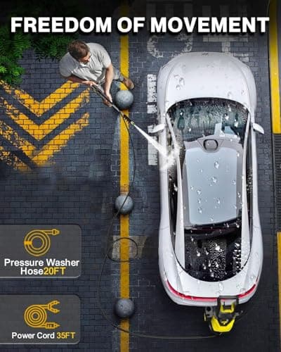 AgiiMan Electric Pressure Washer, 4800PSI Max 3.2GPM Power Washer Electric Powered with 20FT Hose, 4 Nozzles, Foam Cannon, High Pressure Cleaner Machine for Cars, Patios, Driveways, Fences, Yellow