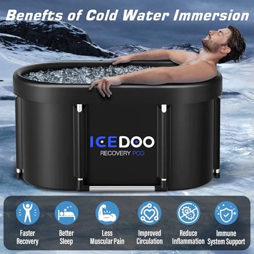 Upgrade XL 129 Gal Large Oval Ice Bath Tub for Athletes,Multiple Layered Portable Outdoor Cold Plunge Tub for Recovery,Cold Plunge for Family-Foldable Ice Baths for Home,Gyms,Indoor use