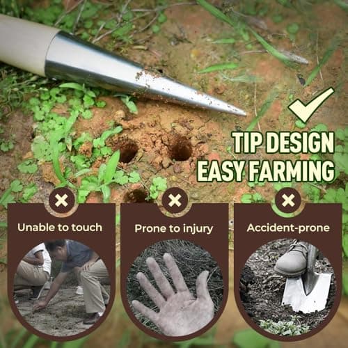 Plant Hole Digger for Planting, Seed Dibber Garden Tool, Hand Dibbler Seed Planter Tool,Bulb Planter Tool, Seeds Transplanting Plants Planting Bulbs, T Wooden Handle - Easy to Drill Holes (3PCS)