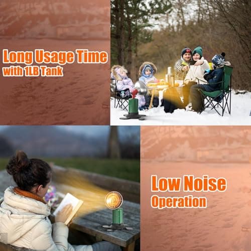Buyplus Portable Propane Heater, 6200 BTU Portable Camping Heater Outdoor with Electric Ignition, Control Valve, Gas Cylinder Base for Tent, Fishing, Garage, 7“L x 7"W x 10"H