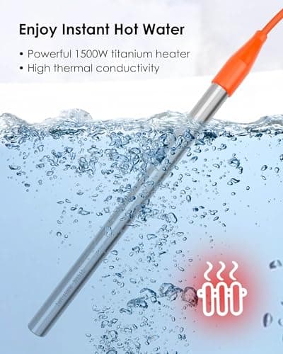 3000W 240V Titanium Water Heater Assembly for Bathtub Pool Water Tank, Submersible Hot Tub Heater, Portable Electric Heater, NEMA 6-15P Plug, Immersion Bathtub and Swimming Pool Water Heater