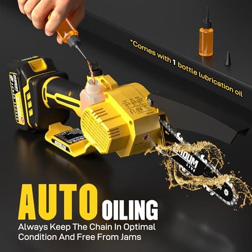 Mini Chainsaw Cordless 6 Inch, 32FT/S Fast Powerful Cutting, Brushless Electric Handheld Chain Saw with 3.0Ah Battery Powered, Auto Oiler, Lightweight, Sharp for Tree Trimming Pruning(Upgrade Version)