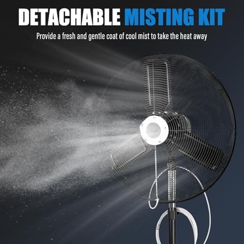 iLiving 30" Pedestal Outdoor Oscillating Fan with Misting kit - Shop, Greenhouse, Patio - 120V 1.8A 8400 CFM