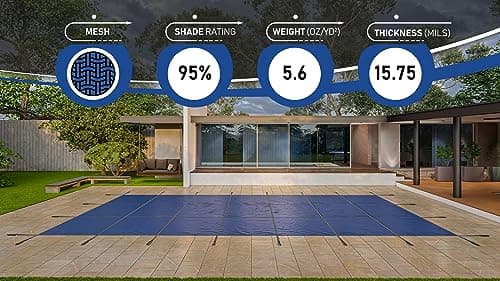 WaterWarden Inground Pool Safety Cover 25' x 45', Rectangle, 15-Year Warranty, UL Classified to ASTM F1346, Triple Stitched for MAX Strength, Abrasion Resistant, Hardware Included, Blue Mesh
