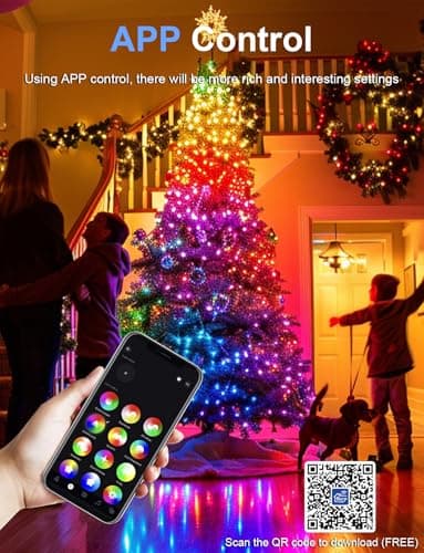 echosari Smart String Lights 33Ft RGB Color Changing IC, 100 LED String Lights with Remote & App Control, Music Sync Fairy Lights for Yard Garden Trees Decor (Clear Cable)