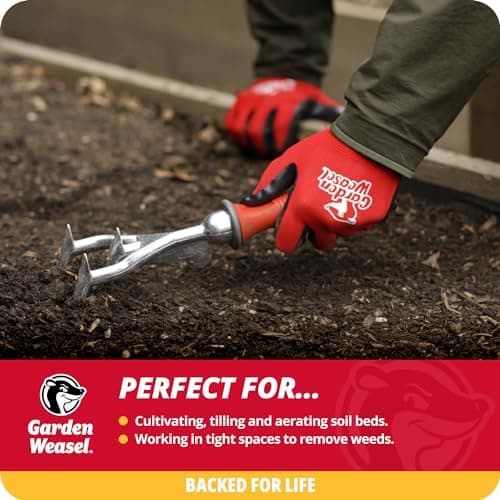 Garden Weasel Double-Sided Garden Cultivator/Tiller | Cultivate, Till, Break Up Soil | Planting and Gardening Hand Digging Tool, Heavy Duty Cultivator, Hand Tool Weeder | 91367