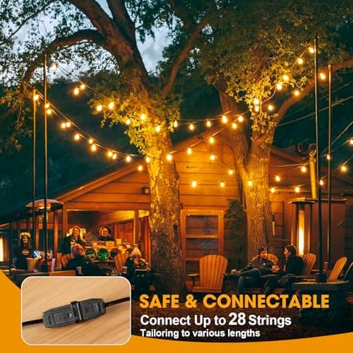 50FT LED Outdoor String Lights with 15+1 Vintage Shatterproof Waterproof S14 Bulbs, 2700K Commercial Grade Patio Light, Outside Hanging Lights for Garden Porch Deck Decor