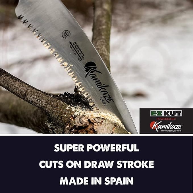 EZ Kut Kamikaze Saw Curved Blade with Scabbard - 19.3 Inch Heavy Duty Pruning - Carbon Hardened Steel Japanese Technology- Best Pruning Saw for Tree Trimming