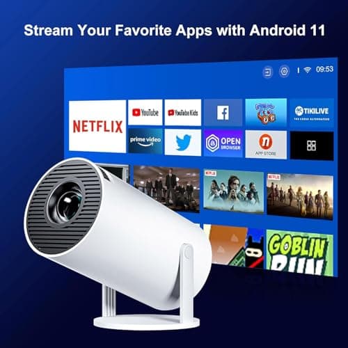 Smart 4K Projector WiFi Bluetooth - Salange HY300PRO Mini Projector Android 11.0, Short Throw Projector 1080P HD, 270° Adjustable, Auto Keystone Correction, Outdoor Movie Projector Portable [2025 New]