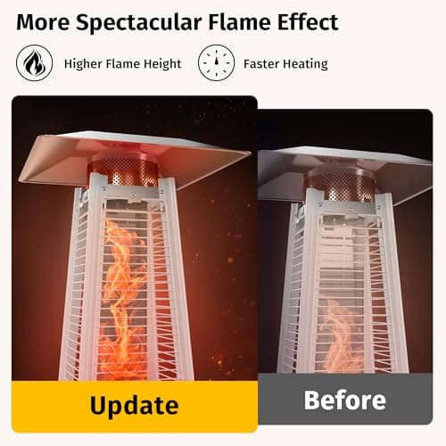 EAST OAK Pyramid Patio Heater, 48,000 BTU Outdoor Patio Heater, Quartz Glass Tube Propane Heater for Commercial & Residential, Triple Protection System, With Wheels, 2024 Upgrade, Bronze