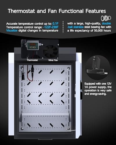 Outdoor Electrical Box with Thermostat and Fan, Precise Temperature Control 0.1°F, IP65 Water Resistant Rating, Galvanized Steel, Aluminum Rear Beam(15.7"x12.6"x9.6")