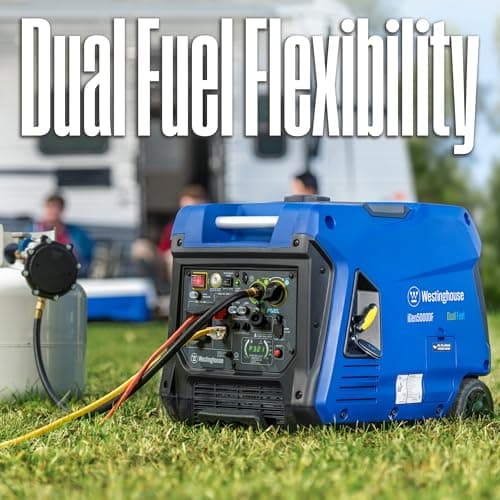 Westinghouse 5000 Peak Watt Super Quiet Dual Fuel Portable Inverter Generator, Remote Electric Start, Gas & Propane Powered, RV Ready 30A Outlet, Parallel Capable, Blue/Black
