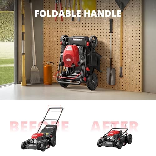 AV8621S1 Gas Lawn Mower, 170cc OHV Engine with Forced Air-Cooling, Self-Propelled, 21" Steel Deck, 3-in-1 System, 6 Cutting Heights, Foldable Handle for Easy Storage