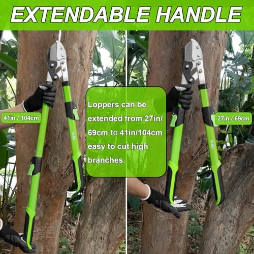 27-41" Telescopic Loppers for Tree Trimming, Heavy Duty Tree Cutter with Ergonomically Designed Handle, Extendable Branch Trimmer for Garden, Farm, Sharp Bypass Blades for Easy Cutting