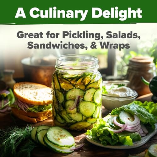 HOME GROWN Organic Cucumber Seeds - 200 Marketmore Heirloom 𝗡𝗢𝗡-𝗚𝗠𝗢 𝗨𝗦𝗔 Vegetable Seeds for Planting in Trellises,Raised Beds,Containers - Beginners and Experienced Gardeners(Cucumis sativus)