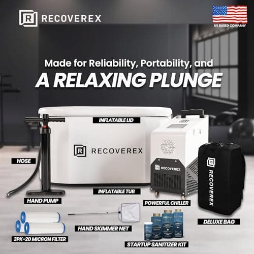 Cold Plunge Tub, 90 Gallon – Heavy-Duty Ice Bath Tub for Athletes, Portable Cold Plunge Chiller with Water Treatment Kit, Immersion Therapy, WiFi Control, Backpack & Wheels