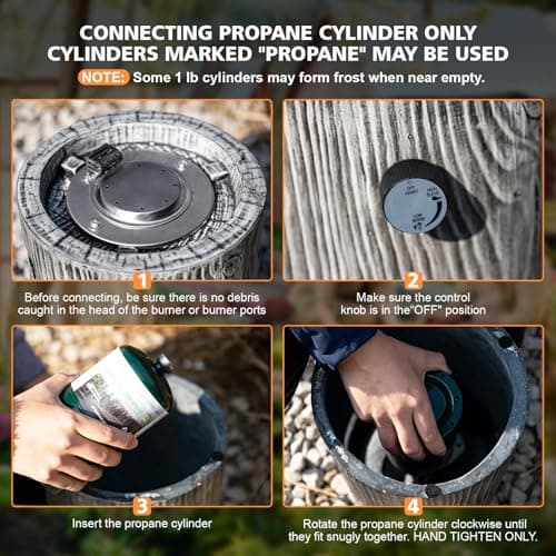 CHANGE MOORE Propane Fire Pit, Composite Materials 10-inch FirePit Table Round Base, Fire Water Resistant Anti-Freezing 10,000 BTU, Free Lava Rocks, CSA Certified Fire Pits for Patio Garden Outdoor
