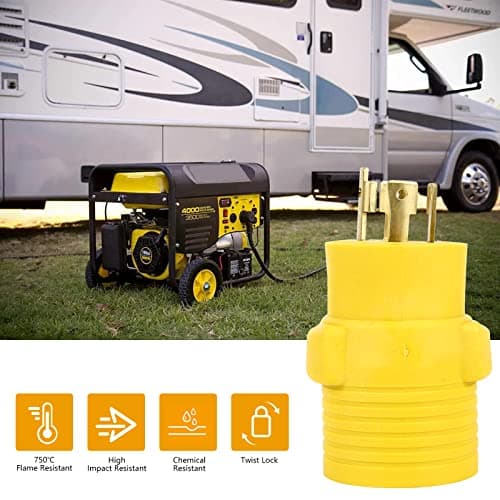 NEMA L14-30P to 6-50R 240V Compact Generator Adapter Connector, 30Amp Twist Lock 4 Prong Male Plug to 3 Prong Female Receptacle Adapter for Welder Generator Dryer EV Charger, Yellow