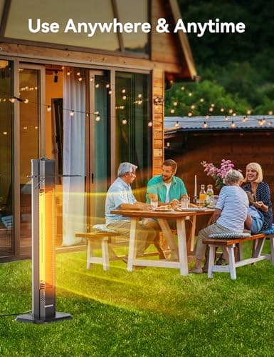 VAGKRI Outdoor Infrared Heater, 1500W 36inch Electric Heater with 3 Heating Levels, Tip-Over & Overheat Protection, IPX5 Waterproof Tower Space Heater for Patio Backyard Garage Restaurant Home