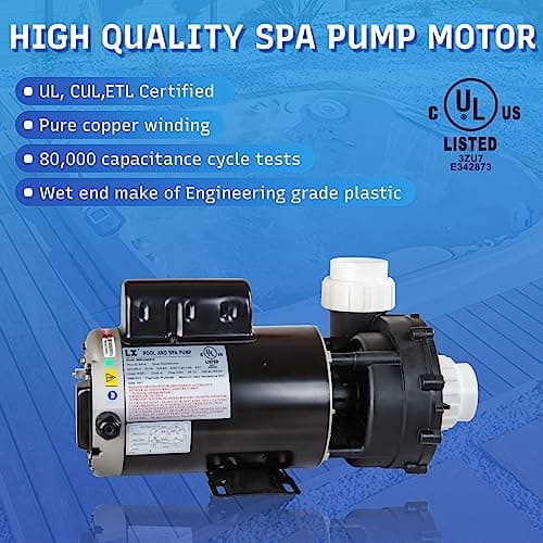 SPA Pump, 4HP Hot Tub Pump - 2 Speed LX SPA Pump Motor 220-240V, 2" Port, 56 Frame (Model: 56WUA400-II)