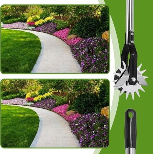 Wheel Rotary Edger Manual Lawn Tool for Sidewalk Edger Rotary Wheel Rotary Wheel Manual Edger Lawn Tool Strong 4 Sections Stainless Steel Handle