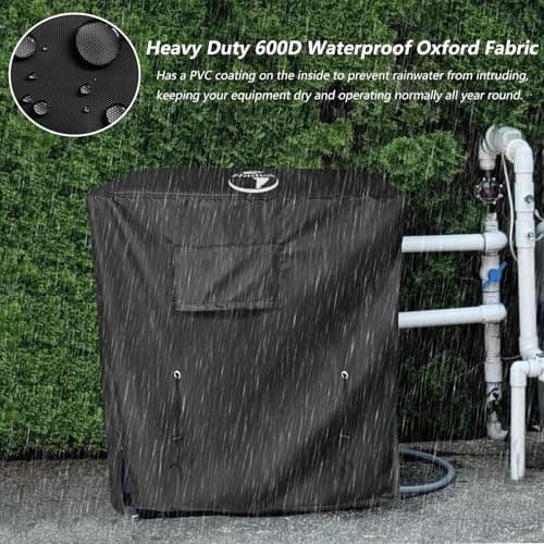 Pool Heater Winter Cover,with Plush Lining,Waterproof Swimming Pool Heater Cover Can Be Scaled to Different Sizes,Suitable for Most Heater up to 39" WX33 DX36 H