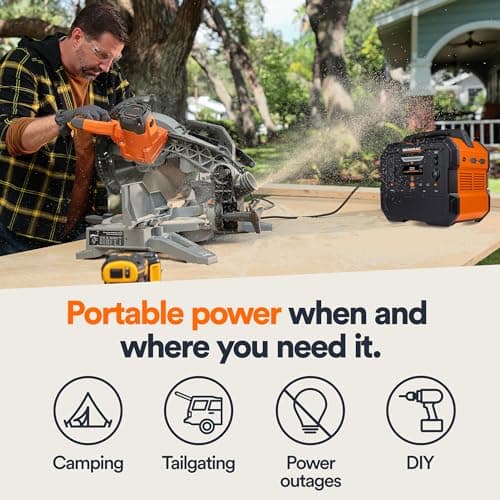 Generac 2106Wh Portable Power Station with Lithium-Ion Battery - Clean, Emission-Free Power - Wirless Charging Pad and Compact Design - Camping, RV, Indoor/Outdoor Use - Orange/Black