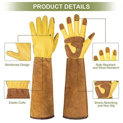 Womens Gardening Weeding Working Gloves, Leather Garden Glove for Women Thorn Proof No Stab for Digging, Planting,Pruning