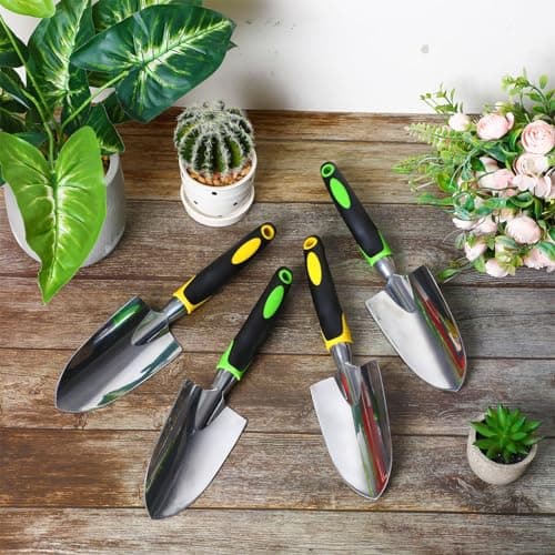 Product Image Yaocom Garden Shovel Aluminum Alloy Heavy Duty Trowel Garden Tool Small Shovels for Digging Metal Hand Trowel Spade with Soft TPR Handle for Lawn Yard Farm Home Shop Planting(12 Pcs)