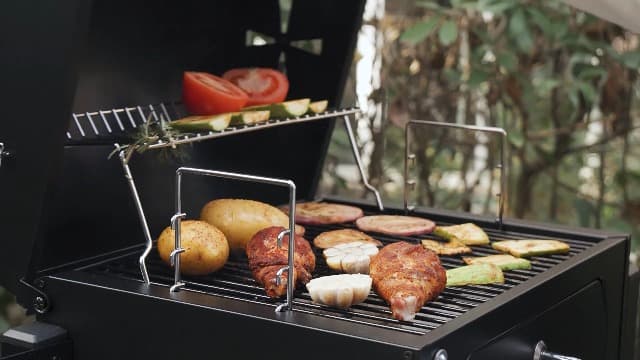 Royal Gourmet CD1519 Portable Charcoal Grill with Warming Rack, Tabletop Charcoal Grill with 303 Sq. In Cooking Area for Outdoor Camping and Picnic Grilling, Black