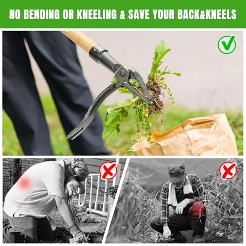 joyhalo 46" Dandelion Weed Puller Tool Stand Up Heavy Duty 4-Claw, Long Handle Weeder Tool for Yard with Steel Head, Weeding Tool Weed Picker, Weed Pulling Tool Without Bending or Kneeling