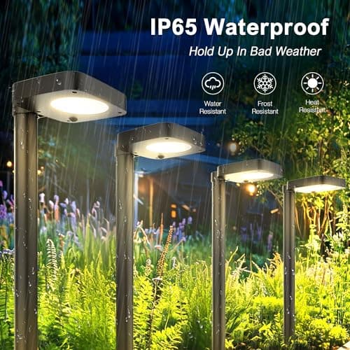4 Pack Solar Pathway Lights with 2-in-1 Warm White and Cool White Light Modes, Solar Lights for Outdoor Garden Yard Landscape Path Walkway Sidewalk