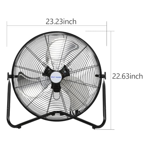 BILT HARD 20" High Velocity Floor Fan, 4600 CFM 3-Speed Industrial Shop Fan with Wall-Mounting System, Heavy Duty Metal Fan for Workshop, Garage and Warehouse