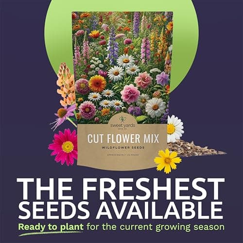 Cut Flower Garden Seeds - Bulk 1/4 Pound Bag - Over 30,000 Fresh Open Pollinated Non-GMO Wildflower Seeds - Long Lasting Annuals and Perennials with Bright Colors
