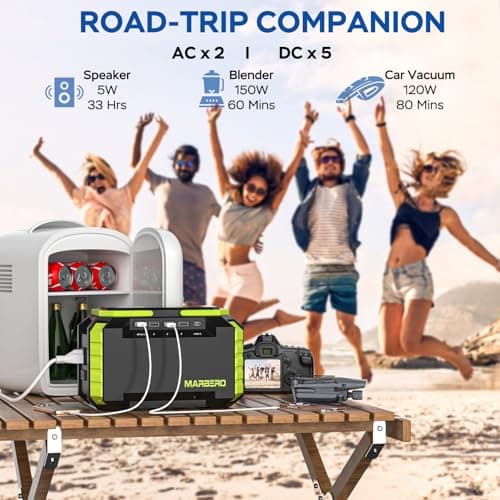 MARBERO 200W Solar Generator 222Wh Portable Power Station with Solar Panel 40W Included 60000mAh Power Supply with AC Outlet 100V 300W Max for Camping Emergency Home Backup