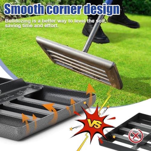 Heavy Duty Leveling Rake for Lawn, Yard & Soil - 5FT Stainless Steel Garden Tool, Rust-Proof Dirt Leveler for Turf, Golf & Football Fields