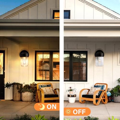 2 Pack Outdoor Wall Lantern, Exterior Waterproof Wall Sconce Light Fixtures, Black Front Door Lighting with Clear Glass Shade, Anti-Rust E26 Socket Porch Lights for Entryway
