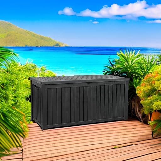 YITAHOME 180 Gallon Large Outdoor Storage XL Deck Box w/Divider for Patio Furniture,Outdoor Cushions, Garden Tools, Sports Equipment and Pool Supplies, Waterproof, Resin, Lockable, Black