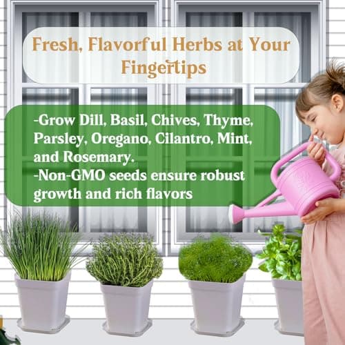 Indoor Herb Garden Kit, 9 Non-GMO Seeds with Reusable Pots, Planter – DIY Grow Kits for Growing Herbs Indoors, Kitchen, Balcony, Window Sill with 27 Soil