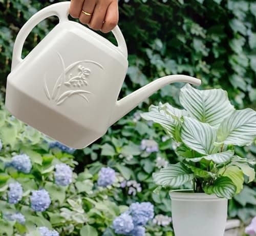 Watering Can for Home Garden - White Color - 1/2 Gallon