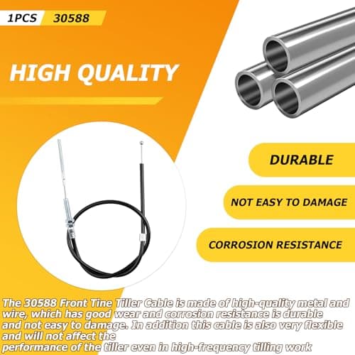 30588 Front Tine Tiller Cable Compatible with Earthquake Tiller, Fits Models 20908 and 20970, Replaces Part Number 3108A and 20827, M5 End M8 Mount Kit, 1 Pack
