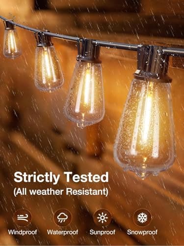 addlon 150 FT (3x50FT) Outdoor String Lights,Waterproof Patio Lights ETL Listed with 45+3 Shatterproof Dimmable ST38 LED Bulbs,2200K Connectable Outdoor Lighting for Backyard Bistro Garden
